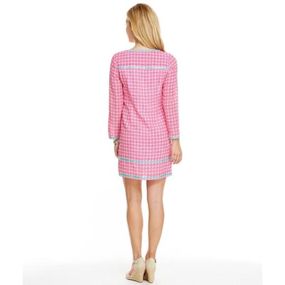 Vineyard Vines 100% Silk Cowrie Shell Tunic Mini Dress Size 12 - Picture 2 of 7